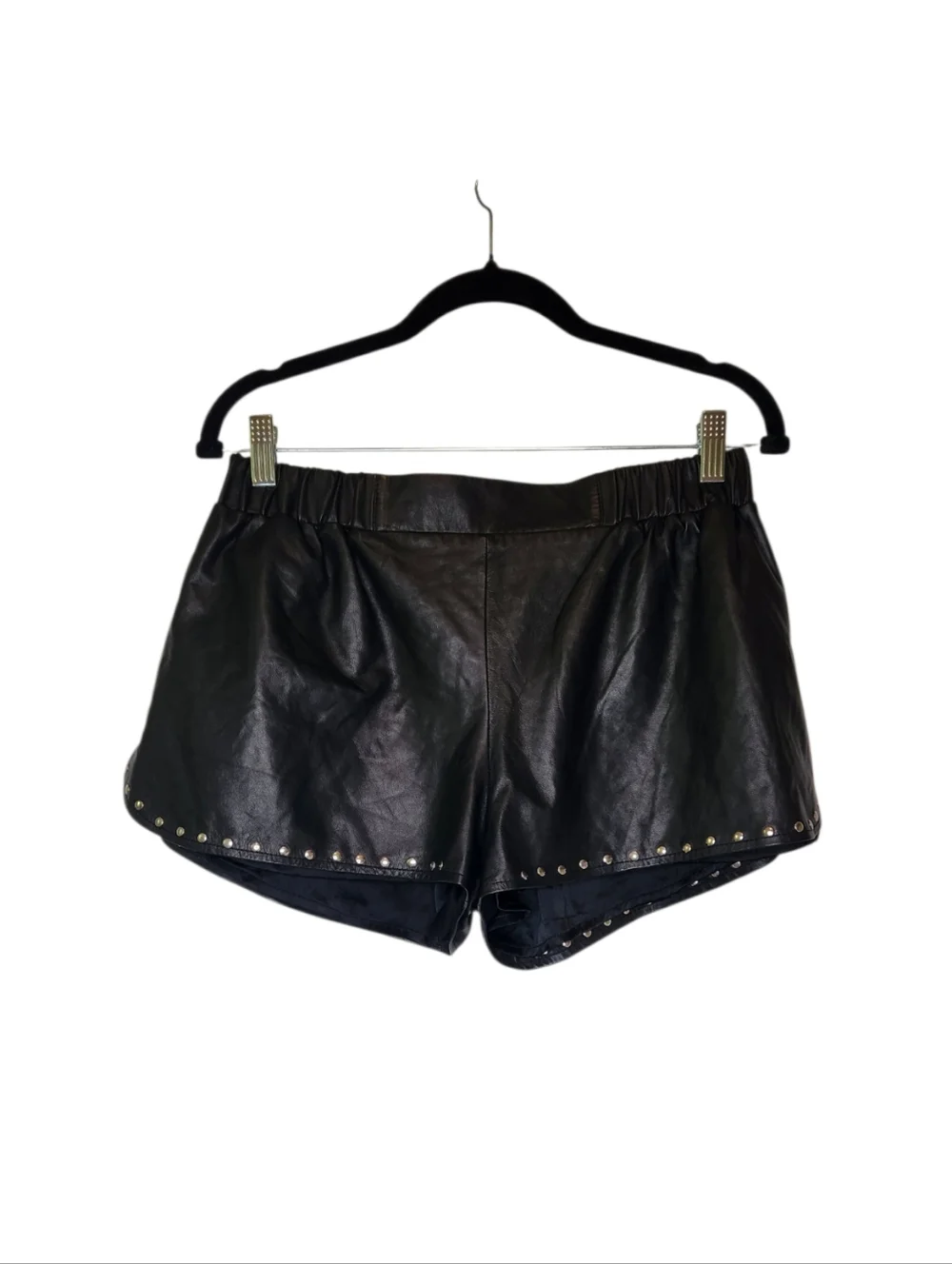 Brenda Knight For Free People 100% Lambskin Leather Studded Shorts Size M